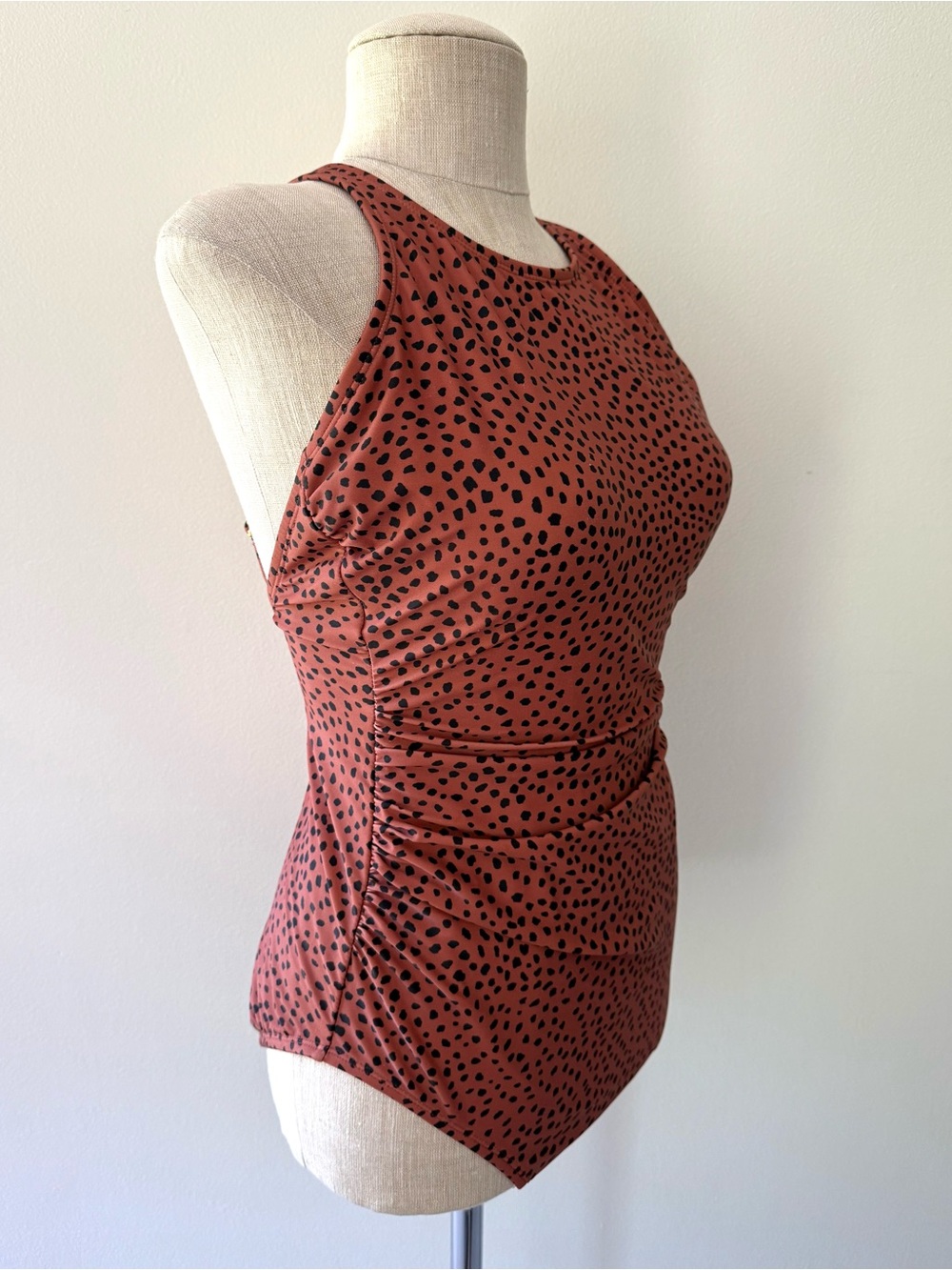 Kona Sol Brown One-Piece Swimsuit with Black Spot Print - Picture 4 of 9